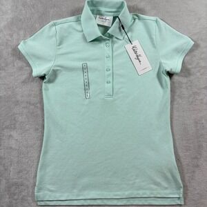 Walter Hagen Clubhouse Classic Polo Shirt Womens Small Celestial Mint UPF 25+